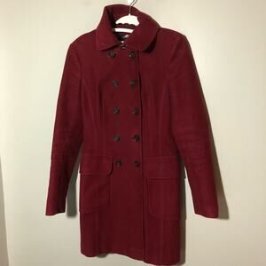 Karen Millen womens 6 double breasted cranberry red cotton overcoat classic